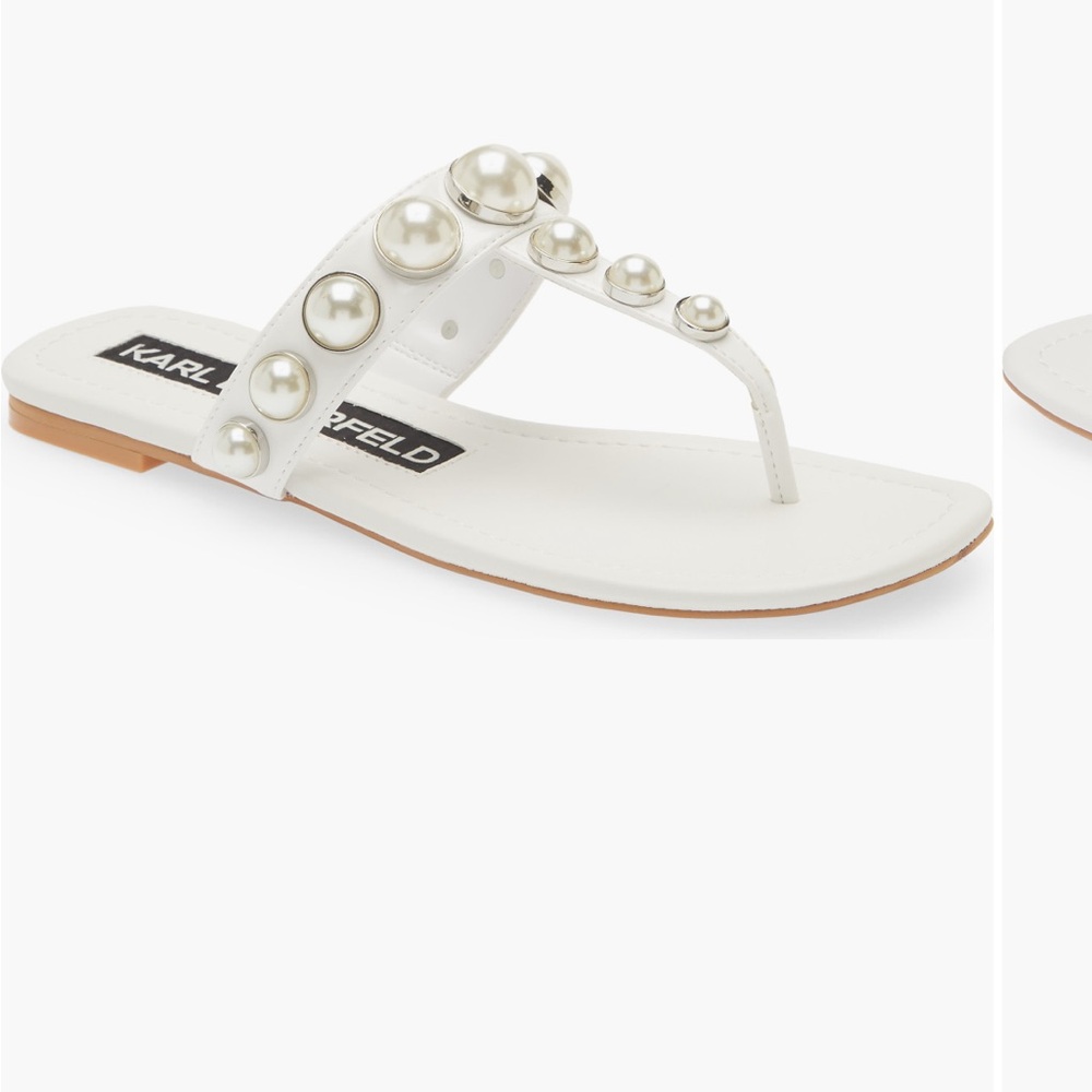 NIB Karl Lagerfeld White Pearl Embellished Sandals